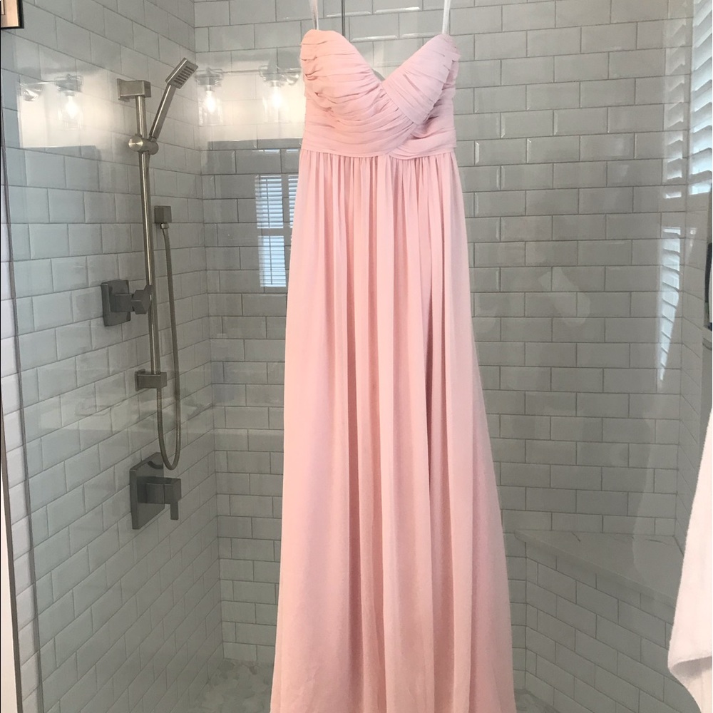 Bill levkoff 1121 petal pink maxi bridesmaid dress